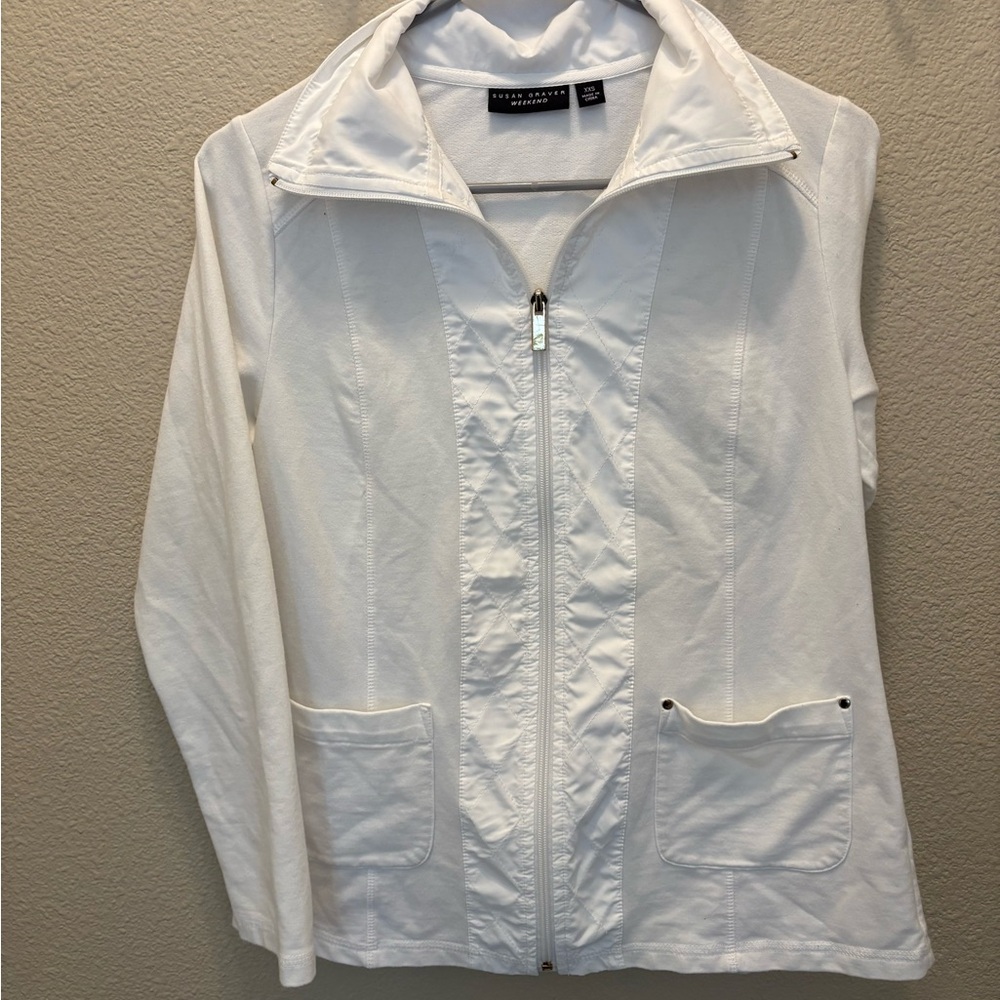 Susan Graver White Vest with Stand-Up Collar